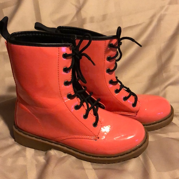 Wet Seal Shoes - Wet Seal Coral Pink Combat Boots Size 10 EUC